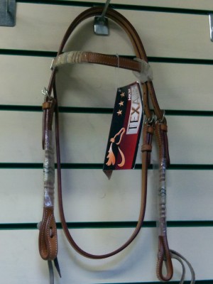 Texas Leather Western Headstall with rawhide