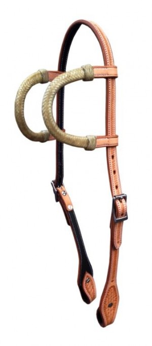 Western Twin Ear Headstall with rawhide